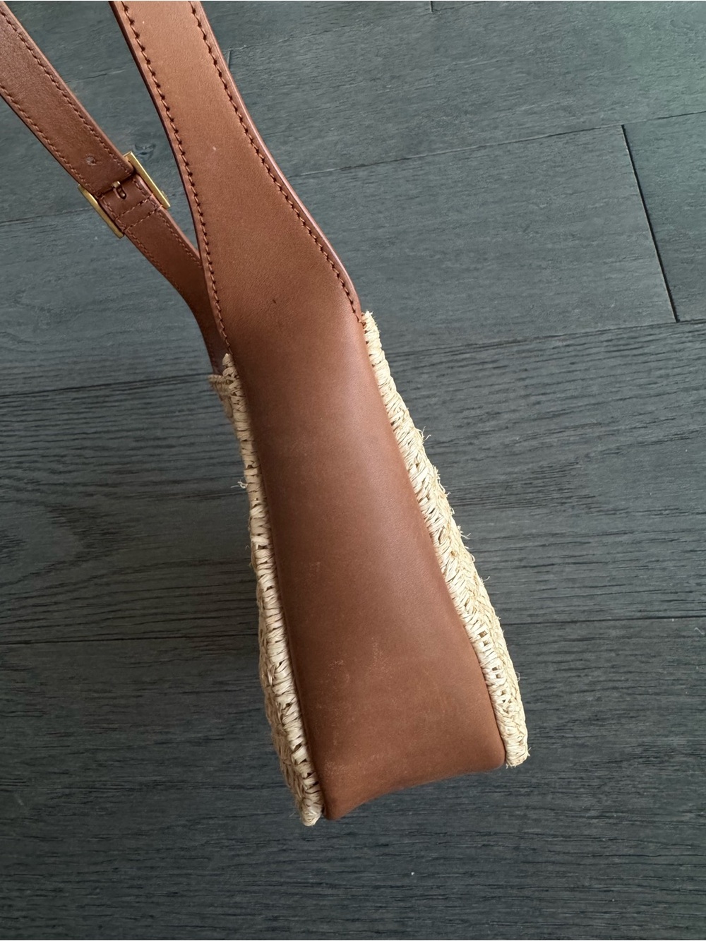 Saint Laurent Baby Le 5 A 7 Shoulder Bag in raffia and leather - Picture 4 of 12